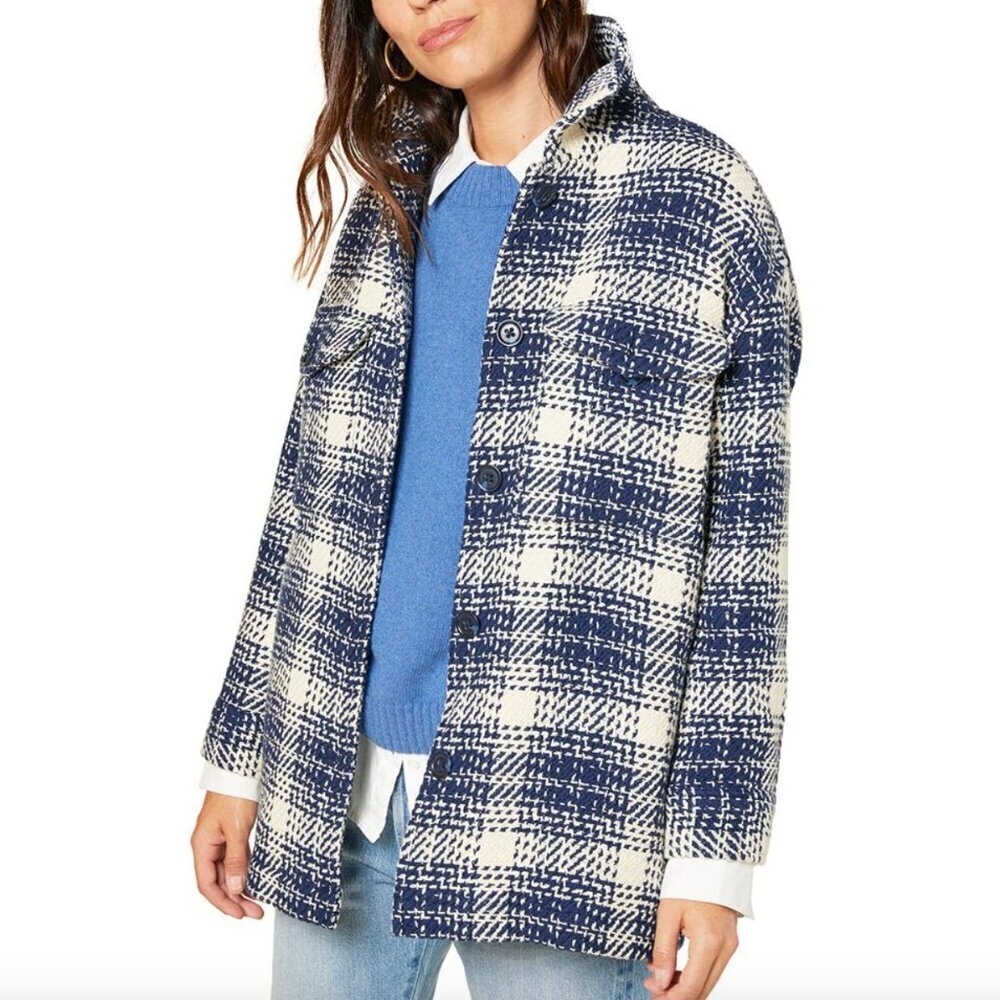 Outerknown Blue and White Plaid Shacket
